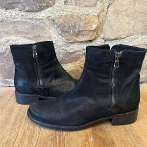 🔥Black metallic Suede🔥Sesto Meucci booties sz 8 Pristine cond price firm!!!